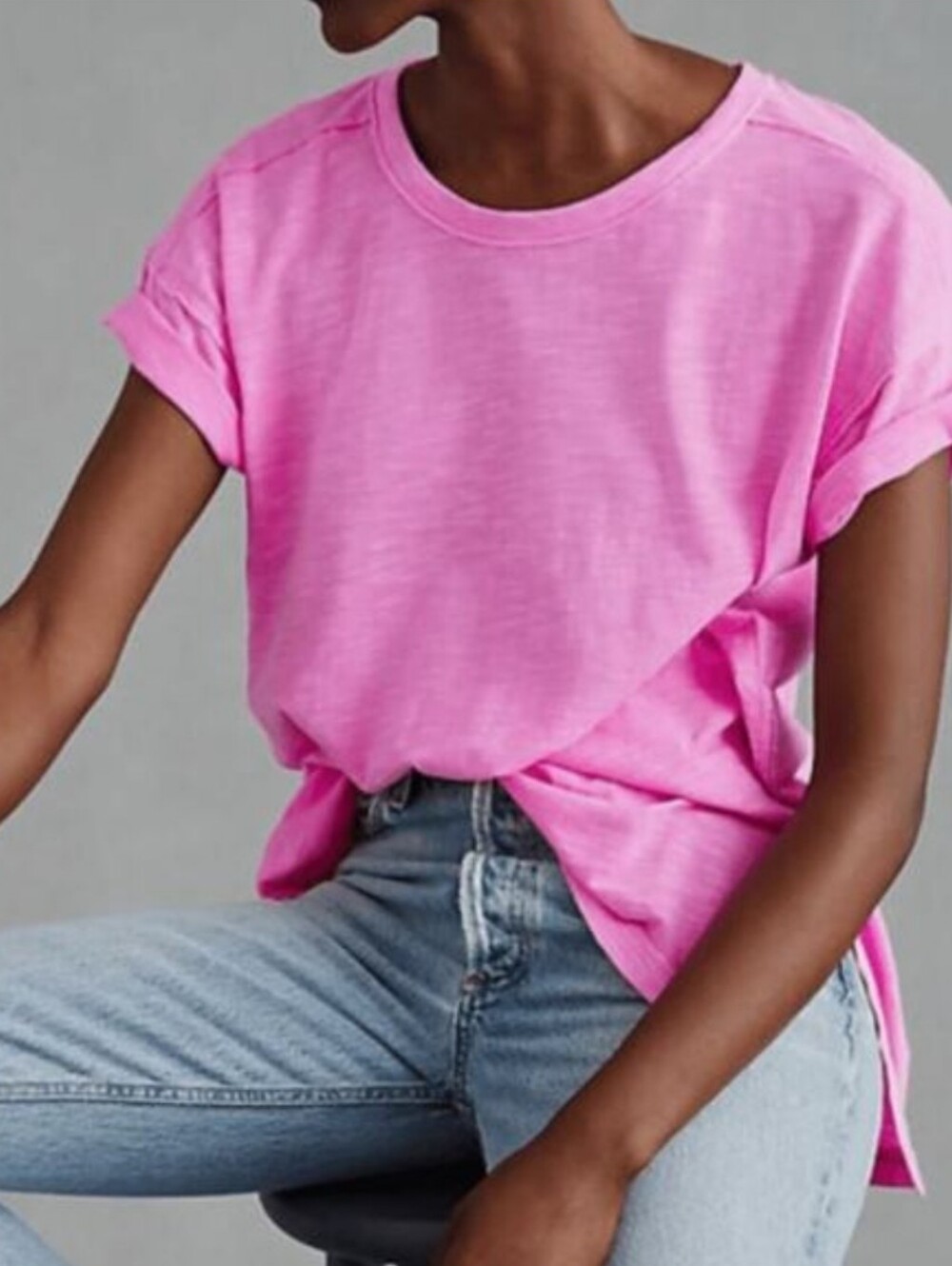 Anthropologie Pilcro Slub Knit Hot Pink Tee